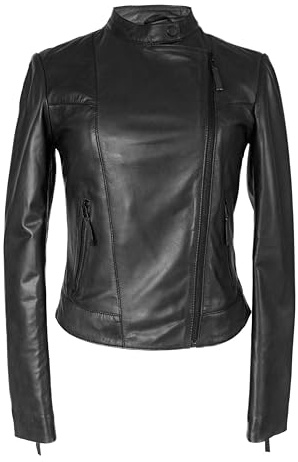 Zerimar Chaqueta Mujer de Cuero - Chaqueta Mujer Invierno - chaquetas Mujer Primavera - cazadora mujer Diseño de Moda - chaqueta de cuero mujer - Negro - Talla XXL