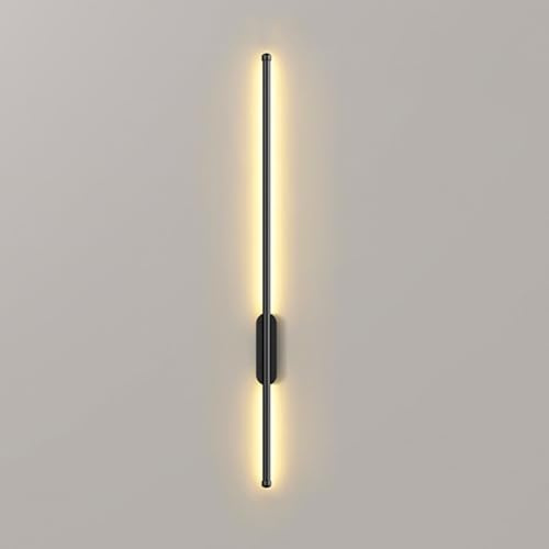 Moderna batteridrivna LED-vägglampor, uppladdningsbara USB-C-vägglampor, trådlös inomhus, med fjärrkontroll, linjär vägglampa med lång remsa (svart, 60 cm)
