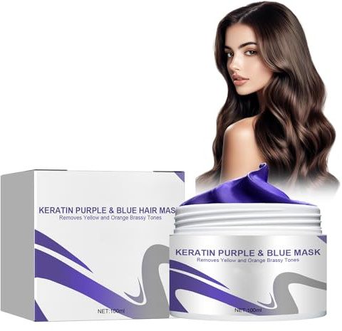 Rostblant 100ml Purple Hair Care Mask,Mascarilla para el cuidado del cabello,Purple Instant Hair Cream Mud,Blanquea el cabello,Elimina los tonos amarillos y nutre el cabello seco y dañado