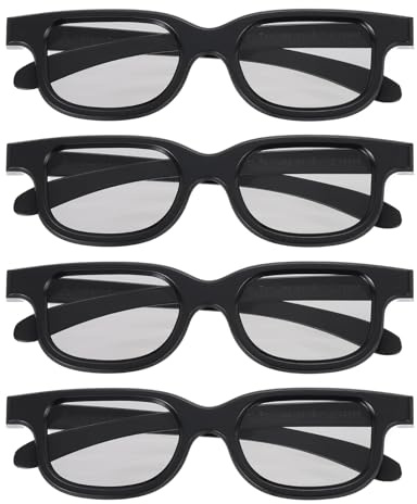 MECCANIXITY 4pcs Polarized 3D Viewing Glasses, Passive Circular 3D Glasses for Anaglyph Movie Cinema Game TV Photo Projector Black