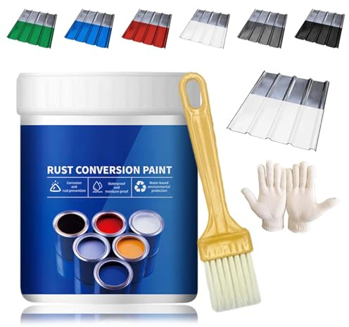 Weatherproof Rust Converter Paint for Metal, 4-In-1 Rust Converter Paint for Metal, Water‑Based Anti-Rust Coating, Long-Lasting Rust Prevention & Protection with Tool (White-10.2 Oz)