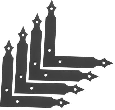 DOITOOL 4pezzi Staffa Angolare Decorativa Rustica Carbonio Per Porte Da Fienile Cancelli Da Giardino e Garage Con Vite Inclusa