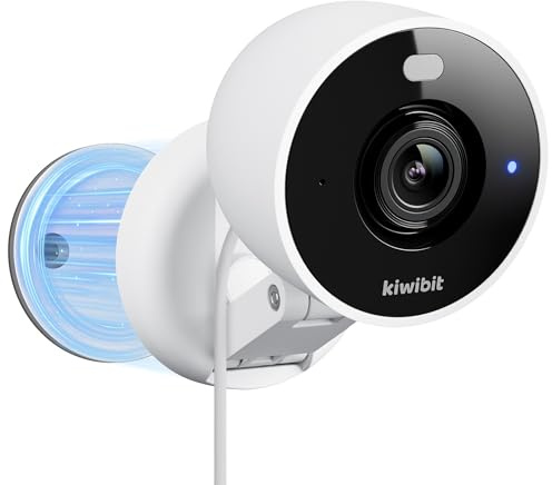 Kiwibit 2K säkerhetskamera inomhus/utomhus, husdjurskamera, babymonitor, magnetiskt montering, AI-detektion, mörkerseende, SD och molnförvaring, fungerar med Alexa, 10FT extra lång kabel