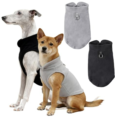 2 Piezas Abrigo Perro Invierno, CIYIN Ropa Perro Pequeño, Jersey para Perros, para Perros Pequeñas, Medianas (Negro+Gris, Medium)