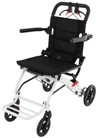 Lightweight Folding Transport Wheelchair,Folding Transport with Travel Bag Portable Travel Wheelchair,Medical Daily Outings Aluminum Alloy Compact Airplane Friendly Seniors Disabled