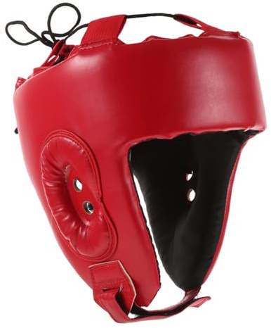 BELLIFFY Adjustable Boxing Helmet Headgear for Sparring and Taekwondo with Breathable Padding Flexible Fit Strap and Reliable Head Protection in Red for Combat Sports Training