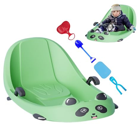 Slitta da neve per bambini, sport invernali con schienale, slitta da neve con freno integrato, per bambini in età prescolare con colline innevate, giochi