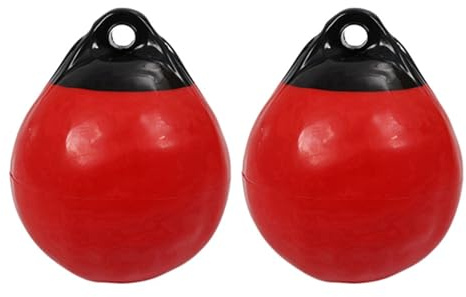 NJIEzhao Barca Parabordo Palla 2X Parabordi for Barche in PVC ad Alta Resistenza, Rotondi, con Boa di Ancoraggio, Protezione Gonfiabile for ormeggio Marino, Rossi