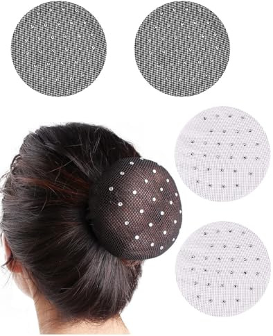 DLPRK 4 Piezas Redecillas Elásticas para el Cabello, Ayuda para Peinados con Nudos, Redes de Pelo Invisible Malla, Gimnasia Rítmica, Coleteros Moño Ballet Niña, Kit de Pelo
