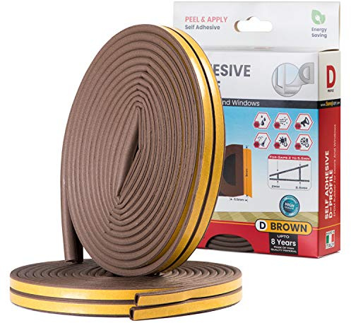 Sanojtape Striscia Di Gomma Adesiva Finestra Della Guarnizione Porta 16 Metri Profilo D Marrone Paraspifferi Finestrini Finestre