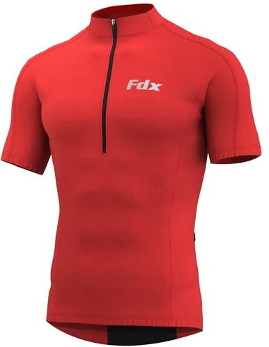 FDX Biking Jersey Men Breathable Short Sleeve Biking Top for MTB Red XXL