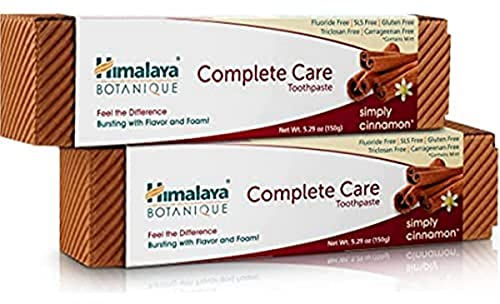 Himalaya Botanique Complete Care Toothpaste with Natural Cinnamon and mint | Fluoride & SLS free formula fights bacteria & tooth decay -150g (Pack of 2)