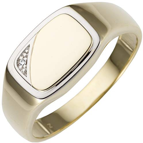 Jobo Herren-Ring aus 14 Karat 585 Gold Bicolor mit Diamant Größe 60