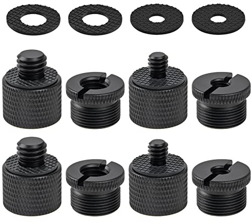 12 Pieces Mic Stand Adapter, Mic Thread Screw Adapter 5/8 Female to 3/8 Male and 3/8 Female to 5/8 Male, 5/8 Female to 1/4 Male and 1/4 Female to 5/8 Male with Rubber Pad for Microphone Stand