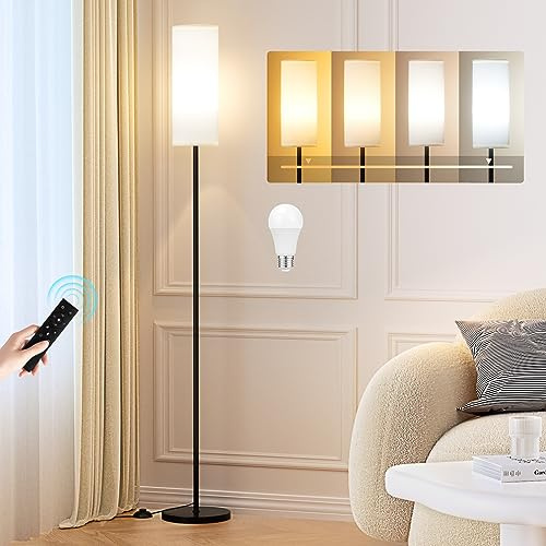 Ambimall Floor Lamps for Living Room, 64 Modern Floor Lamp with Remote Control and Stepless Dimmable Colors Temperature & Brightness, Standing Lamps for Living Room Bedroom Office, 9W Bulb Included