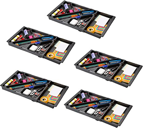 STEY ACCESORIOS Organizador de escritorio extensible, organizador cajones, bandejas de ordenación para oficina, rotuladores, extensible 32,8cm hasta 45cm (5 Unidades)