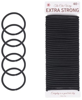 The Chic Way 40 Pcs Hair Bobbles, Elastic Hair Bands, Black Hair Ties, 4mm