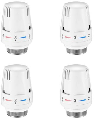 BDHI 4pcs TRV M30x1.5 Thermostatic Radiator Head Valve Thermostat Head Radiator Thermostat Head Replacement Trv Radiator Valves Heating System Temperature Control for Home Office(Y239-4)