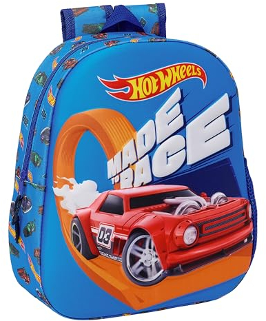 safta HOT WHEELS Schulrucksack mit 3D-Design, anpassbar an den Wagen, ideal für Kinder verschiedener Altersgruppen, bequem und vielseitig, Qualität und Widerstandsfähigkeit, 27 x 10 x 33 cm,