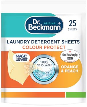 DR. BECKMANN Laundry Detergent Sheets Colour Protect | Orange & Peach | MAGIC LEAVES | Pre-dosed | 25 sheets