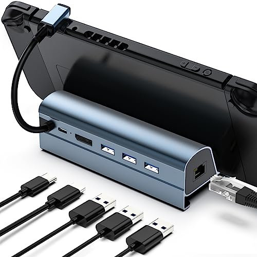 ZOVHYYA Docking Station 6 in 1 Hub USB Adattatore Dock con HDMI 2.0 4K@60Hz 3 USB A 3.0 Gigabit Ethernet 60W USB-C PD Ricarica Rapida Compatibile con Swith