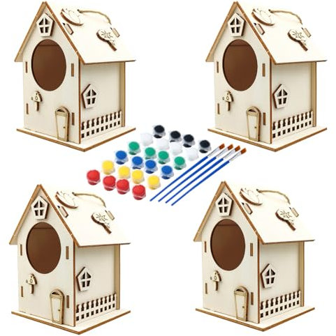 ISAKEN Kit Fai da Te per casetta per Uccelli Bambini, casetta per Uccelli Fai da Te da Costruire e dipingere, Regali Giocattolo per Bambini e Bambine