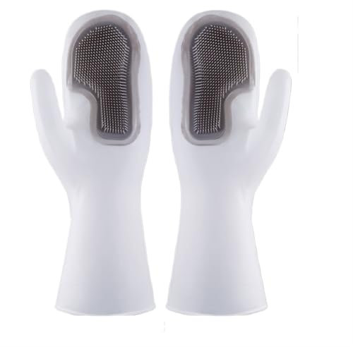 RRYPBOVG Guantes Limpieza 2 Pares de Guantes de Limpieza de Silicona for Cocina, Guantes Reutilizables for Fregar Platos, Utensilios for el hogar y el baño(Grey)