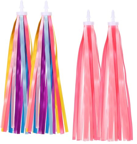 Qianyu 2 Pair Bicycle Handlebar Streamers Rainbow Bike Tassels Scooter Handlebar Grips Streamers Tricycle Ribbon Accessories Decorations Handle Bar Grips for Girls Boys Easy Attach