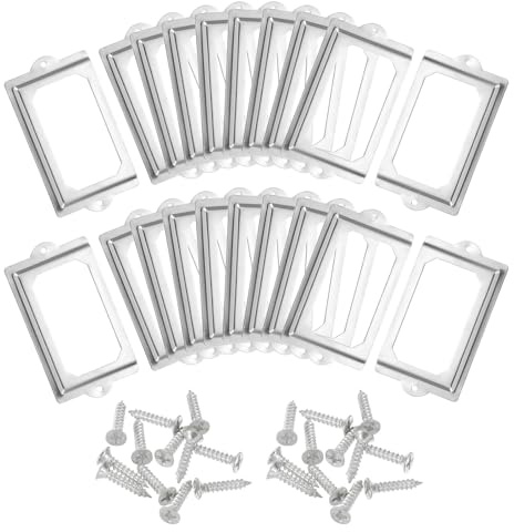 sourcing map Supporti per etichette in metallo, 124 x 70 mm, 20 pezzi, per cartelle di nome, etichette, etichette, cornici per ufficio, biblioteca, cassetto, armadio, scaffali, color argento