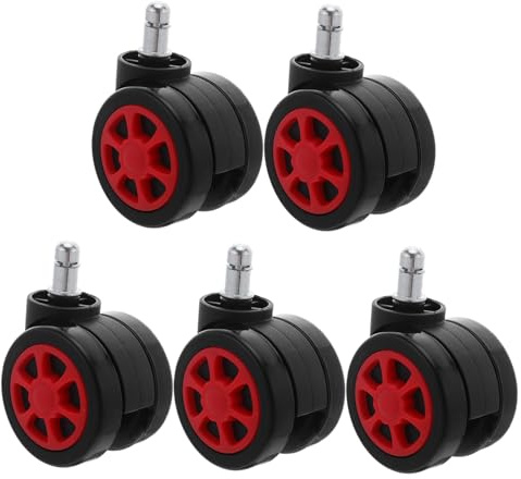 Gatuida 5 Pezzi Ruote di Ricambio per Sedia Ufficio con Asta Girevole Ruote per Sgabello e Sedie da Scrivania Rulli Resistenti per Pavimenti in Duro Movimento Silenzioso e Scorrevole