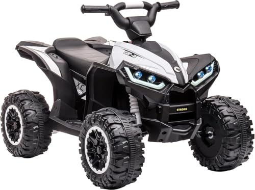 Quad Eléctrico Niño 12V Con Control Remoto Parental, Portador Niños Motor Quad Con 2 Velocidades Ajustables, Música, Bocina y Faros LED | Coche Eléctrico Todo Terreno Para Niños 3-8 Años(blanco)