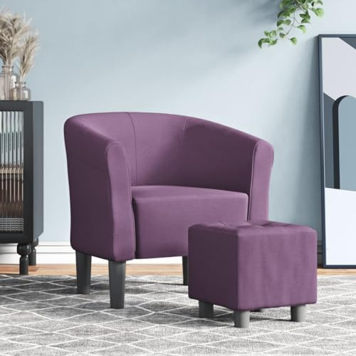 YUOTYRKTEJRSG Chaise Cabriolet avec Repose-Pied Violet Tissu, Fauteuil de Salon et Chambre Moderne Confortable, Siège Accoudoirs Rembourrés, Stable pour Bureau ou Salon, Capacité 110 kg
