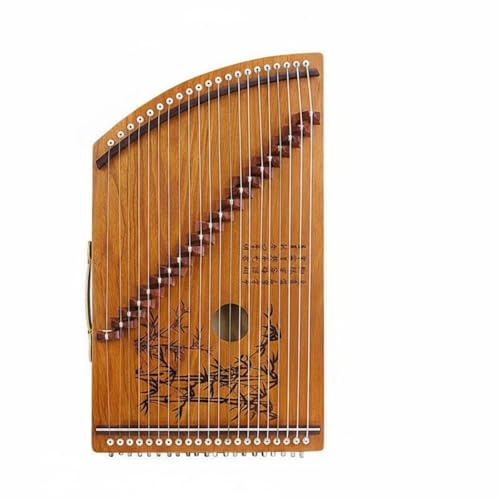 TTETTZ Beginner Guzheng Zither Instrument 21 String Compact Paulownia Wood Portable Finger Control Structure Suitable for Practice Home School Training, Wood
