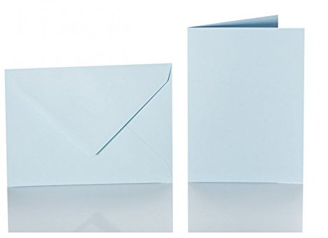 Paper24 50 C6 Briefumschläge mit Dreieckslasche, 120g + 50 Doppelkarten 240g ca. 10x15 cm, Farbe: 17 Hellblau