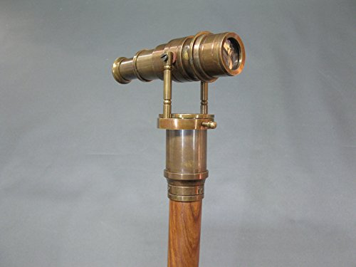 Gehstock Spazierstock Wanderstock Edelholz mit Fernglas Fernrohr Kapitänsstock 97cm M37