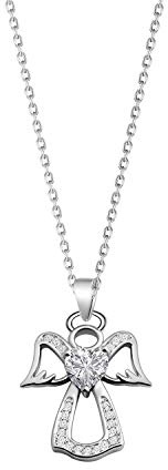 WUSUANED Guardian Angel Pendant Necklace Zircon Heart Jewelry for Women (guardian angel necklace)