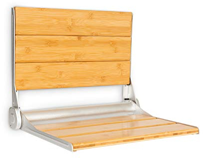 Oneconcept Arielle Duschsitz - Klappsitz mit Bambus-Sitzfläche, Aufhängung aus Aluminiumlegierung, max. Gewicht: 160 kg, inkl. Montagematerial, Typ: Arielle Deluxe, braun