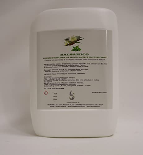 Essenza di Eucalipto Globulus e Mentolo idrosolubile a base di olio essenziale in acqua stabilizzata per bagno turco e doccia emozionale. 10 LT