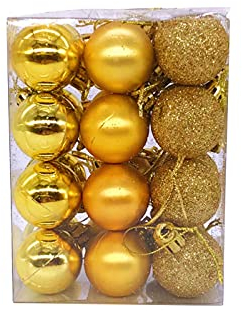 SpirWoRchlan Weihnachtskugeln, 24er Set, Weihnachtsdeko, matt, glanzend, glitzernd, Christbaumkugel ∅ 3cm, Anhänger Baumschmuck Weihnachten WeihnachtsbaumDeko Christbaumkugeln Gold