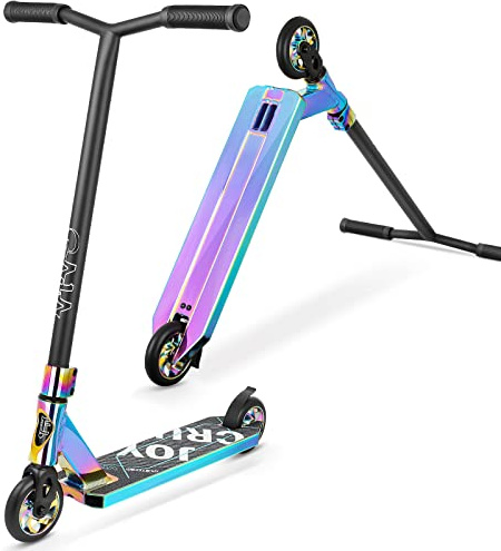V4 Pro Scooter, Trick Scooters - Stunt Scooter for 8 Year Up Kids, Teens and Adults - Complete Beginner and Intermediate Freestyle BMX Scooter (Neo)