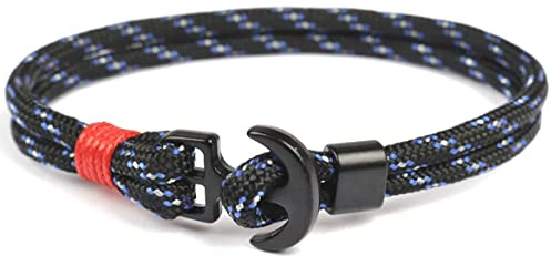 Sus Attire® Flerfärgade paraplyrep flätad legering båt ankare armband för män 21 cm (Storbritannien), Metall
