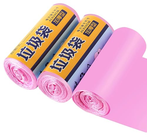 Müllbeutel mit Griff, Müllbeutel für Badezimmer, Schlafzimmer, Zuhause, Küche, Büro, Auto, tragbare Müllbeutel, ca. 30 Stück pro Rolle, Rosa, 30 Stück