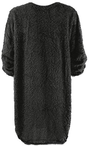 Keepink Robe pull pour femme - Robe tricotée à manches longues - Robe pull surdimensionnée douce et chaude - Robe de fête élégante - Robe tunique longue pour leggings - Grande taille, 1 noir., 44