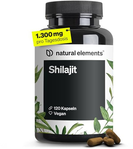 natural elements Mumijo Shilajit Kapseln – hochdosiert 1300mg pro Tagesdosis – 120 Kapseln Shilajit Original aus dem Himalaya – vegan, ohne unnötige Zusätze – in Deutschland produziert & laborgeprüft