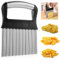 Dimeho Crinkle Cutter Wavy French Fry Cutter Stainless Steel Veggies Chopper Knife Cucumber Curly Shape Slicer Carrot Waffle Chip Tool for Wave Vegetable Fruit Banana Grape