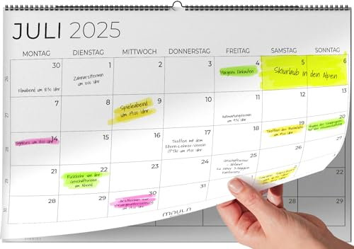 Wandkalender 2026 A4 – Jahresplaner Monatsplaner 18 Monate Juli 2025 bis Dezember 2026 – Monatsübersicht Kalender für Büro Schule Familie Zuhause – Familienkalender Organisation Arbeit Urlaub Planer