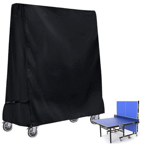 Yuragim Tischtennisplatte Abdeckung (165 x 71 x 185 cm), 420D Oxford Tischtennis Schutzhülle Abdeckung Reißfest Wasserdicht Winddicht UV-Beständig Schwarz Ping Pong Tischabdeckung für Outdoor & Indoor
