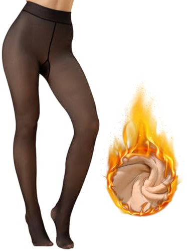 Medias Termicas Mujer, Mallas Termicas, Leggins Termicos Invierno, Cómodas Forro Elástico, 300g Falso Translúcido Pantys Negras S-M