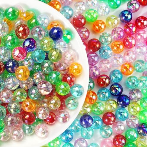 Perlas de Acrílico 10mm 500 Piezas para Pulseras y Collares, Bisutería DIY | Perlas Redondas Ecológicas con 10 Colores Vibrantes | Artesanía Creativa para Adultos y Niños