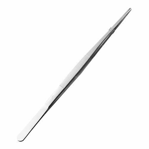 Pinzas de cocina de acero inoxidable extra largas de 12 pulgadas, puntas dentadas de precisión para cocinar, freidora, ensalada y pasta, instrumentos finos multifuncionales